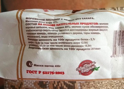 состав мороженного