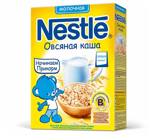 Безмолочная и молочная овсяная кашка компании Нестле в прикорме грудничка